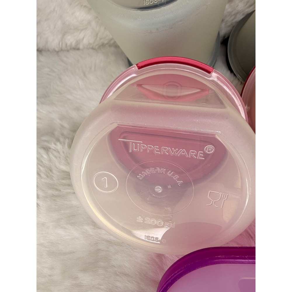 Tupperware Lot of 5 Containers Pink Parmesan Containers & Purple Black Canisters - Picture 5 of 7